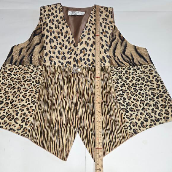 Vtg Carol Antone Collection Womens Medium Vest Animal Print Y2K Glam Maximalist - Picture 7 of 12